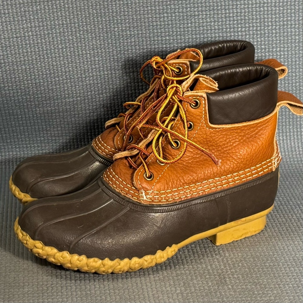 L.L. Bean Dark Brown and Tan Rain Boots